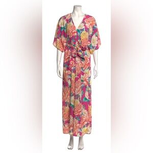 FARM Rio Floral Jumpsuit in Pink and Orange